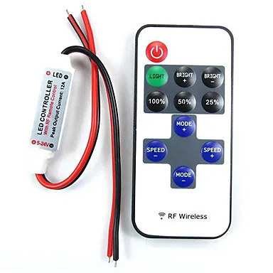 

20pcs DC12V 24V Mini Led Dimmer Remote Controller RF Wireless 6A to Control Single Color Led Strip Light SMD3528 5630 5050