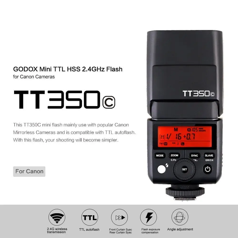 GODOX Mini TT350C TTL HSS max 1/8000s 2 4G Беспроводная система X вспышка с X1T-C передатчиком для