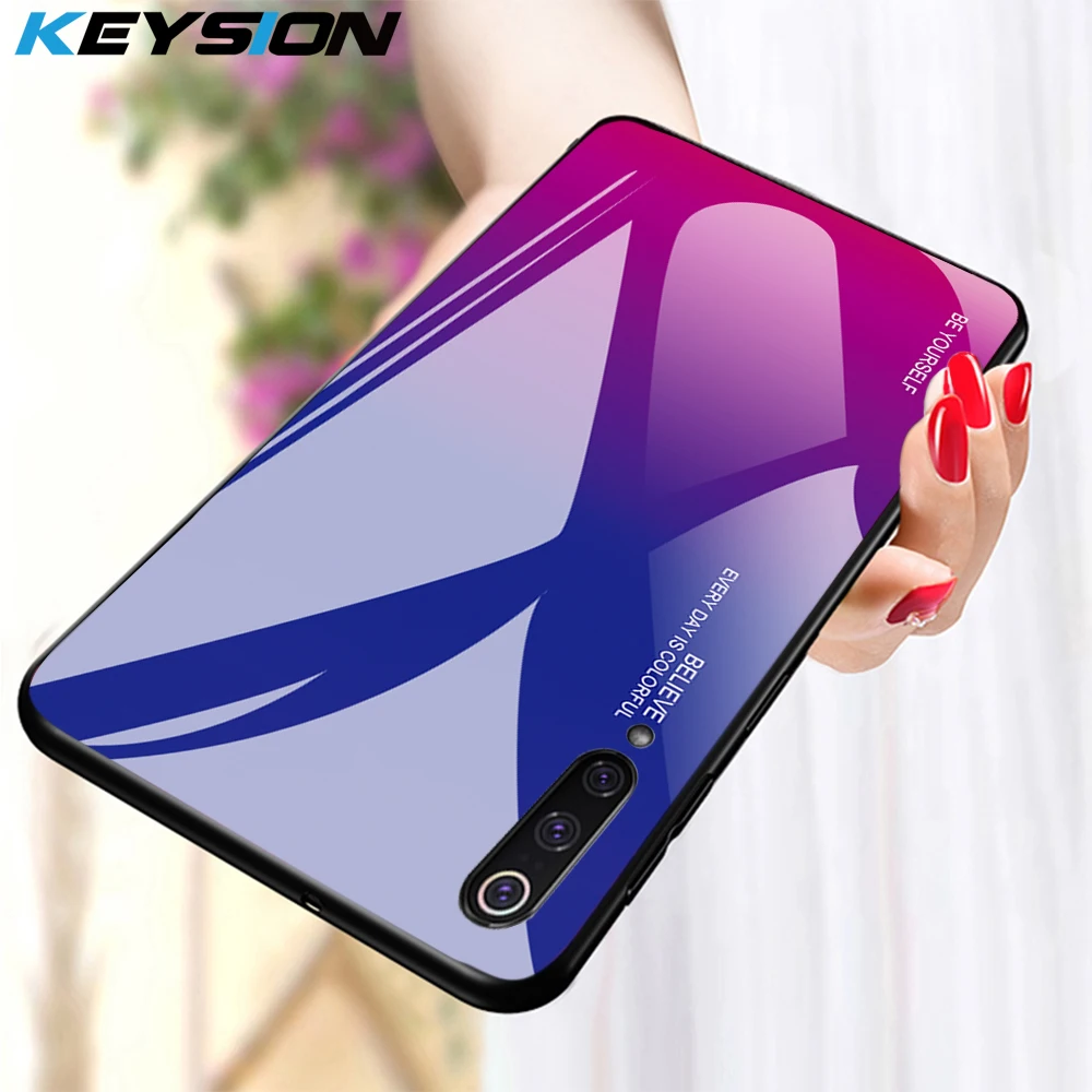 KEYSION Phone Case For Xiaomi Mi 9 SE 8 Lite A2 A1 Gradient Tempered Glass Back Cover Redmi 7 Pro 6 5 |