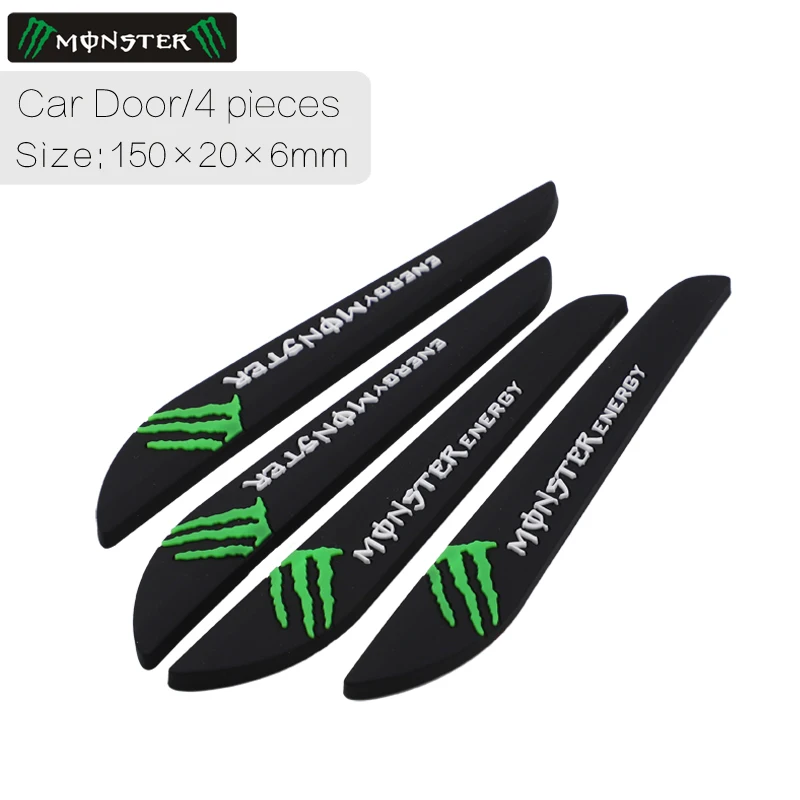 Monster black 4pcs Автомобильная Дверь Зеркало заднего вида против столкновений полоски для укладки молдинги Защита от царапин защита края для Mazda Skoda peugeot Ford Vw - Цвет: Monster black 4pcs