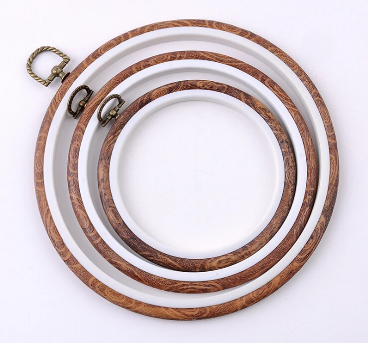 Деревянная цветная пластиковая рамка кольцо с вышивкой круглая петля для фото 1