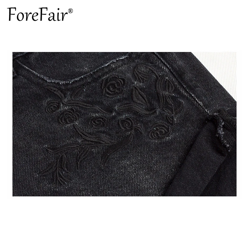 Forefair модные джинсовые шорты с кисточками и манжетами, летние винтажные черные шорты с высокой талией, женские сексуальные короткие джинсовые шорты