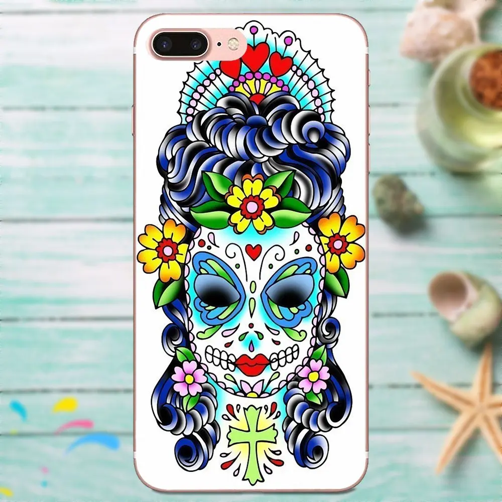 Wooden Sugar Skull Colors For Apple iPhone 4 4S 5 5C 5S SE 6 6S 7 8 Plus X XS Max XR TPU Original | Мобильные телефоны и