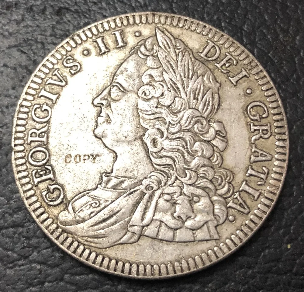 1746 Великобритания 1 Корона-Джордж II Посеребренная КОПИЯ монета | Дом и сад