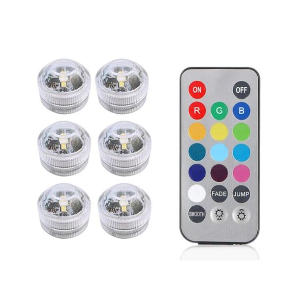 6 lamp 1 controller Светодиодный погружной Ночной светильник, RGB подводный светильник, свадебная чайная ваза-лампа для аквариума, бассейна, вечерние, Рождественский декоративный светильник s - Испускаемый цвет: 6 lamp 1 controller