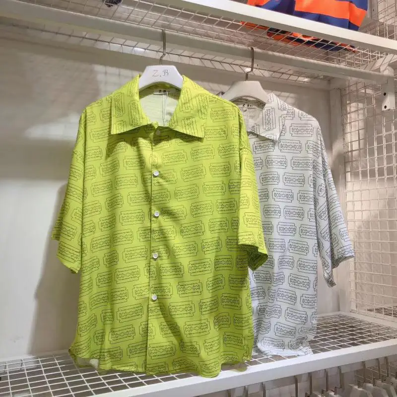 Новая летняя мужская рубашка с короткими рукавами и принтом в Корейском стиле
