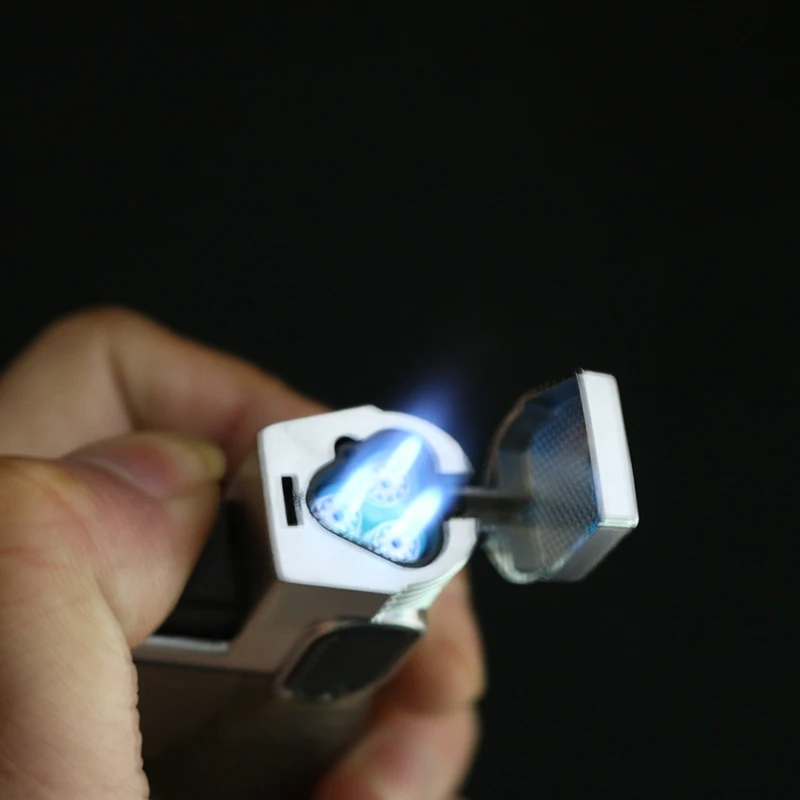 Газовая зажигалка с тремя трубками синее пламя пистолет распылитель Электронная