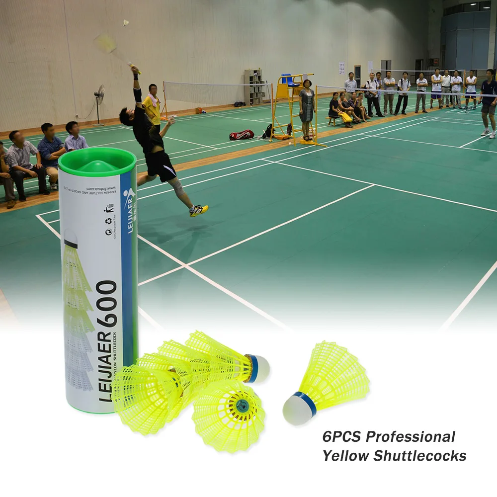6 шт. нейлоновые шарики для бадминтона с желтыми перьями|badminton ball|nylon shuttlecockball badminton