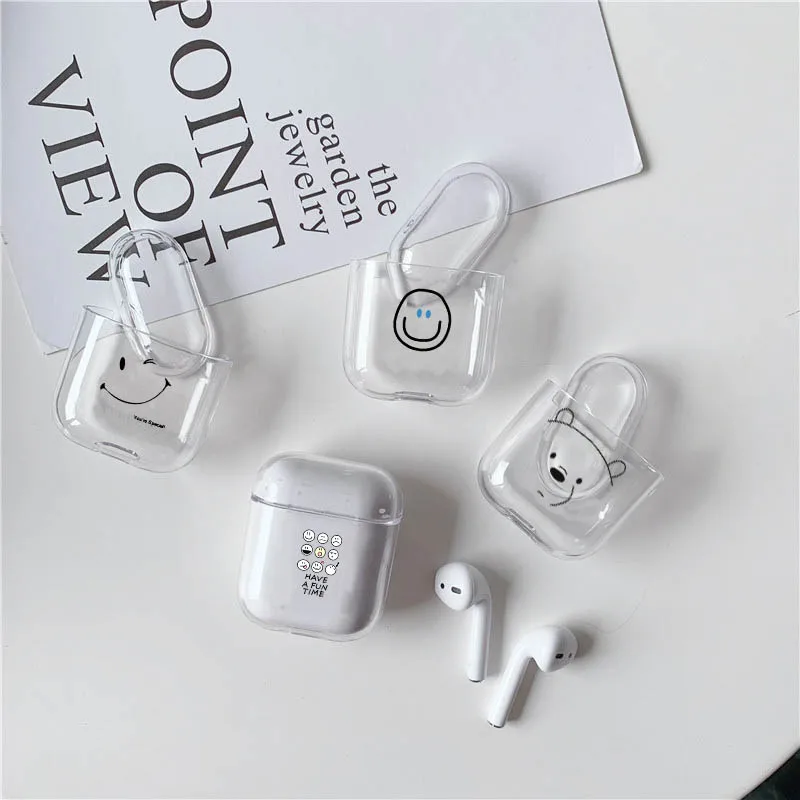 

LAUGH LIFE Soft Earphone Case For Apple Airpods Cover Cute Smile Transparent Clear Luxury Earphone Case For Airpods 1/2 Cases