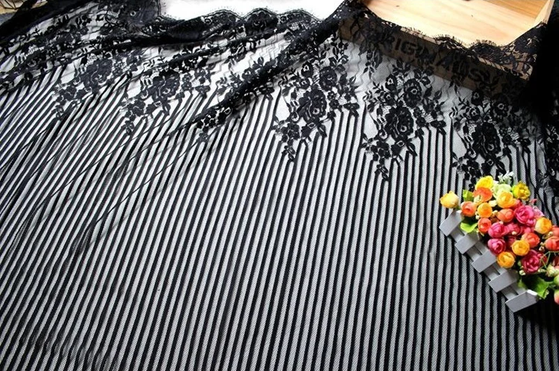 3 м/лот изысканное кружево с ресничками Ткань Белый Черный ручной работы Diy