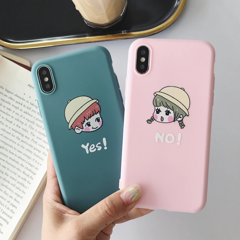 Чехол для телефона матовый яркий с мультяшным рисунком мальчиков и девочек apple