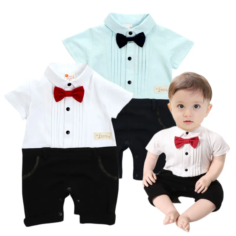 

Baby Boy Clothes Romper Toddlers Summer Clothing Short Sleeve Bowtie Polo Shirt Newborn Infant Clothes Babywear Half Cardigan