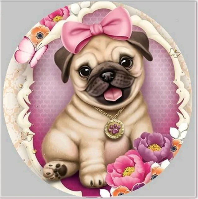 Сделай Сам 5d алмазная картина &quotАлмаз&quot милая собака Полная площадь/круглая