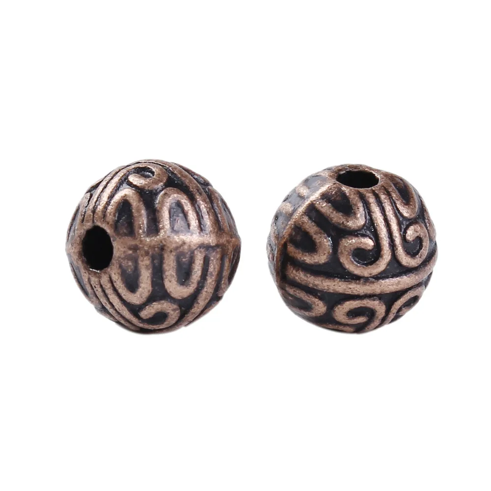 DoreenBeads, цинковый сплав, античный медный круглый разделитель, бусины DIY, компоненты, около 7 мм(2/") Диаметр, отверстие: около 1,4 мм, 50 шт
