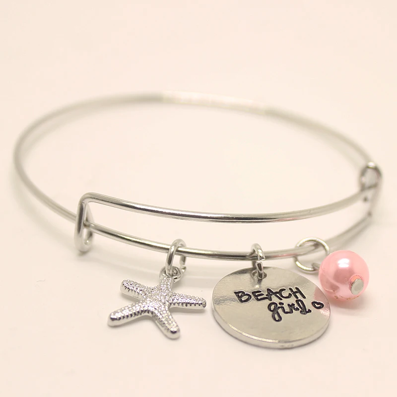 Браслет "Пляжная девушка" с жемчугом и подвеской в виде морской звезды, расширяемый, ювелирные украшения для женщин и девушек в подарок, модный стиль.