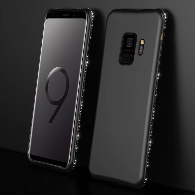 Прозрачный силиконовый мягкий ТПУ матовый чехол со стразами для Samsung galaxy S8 S9 Plus Note