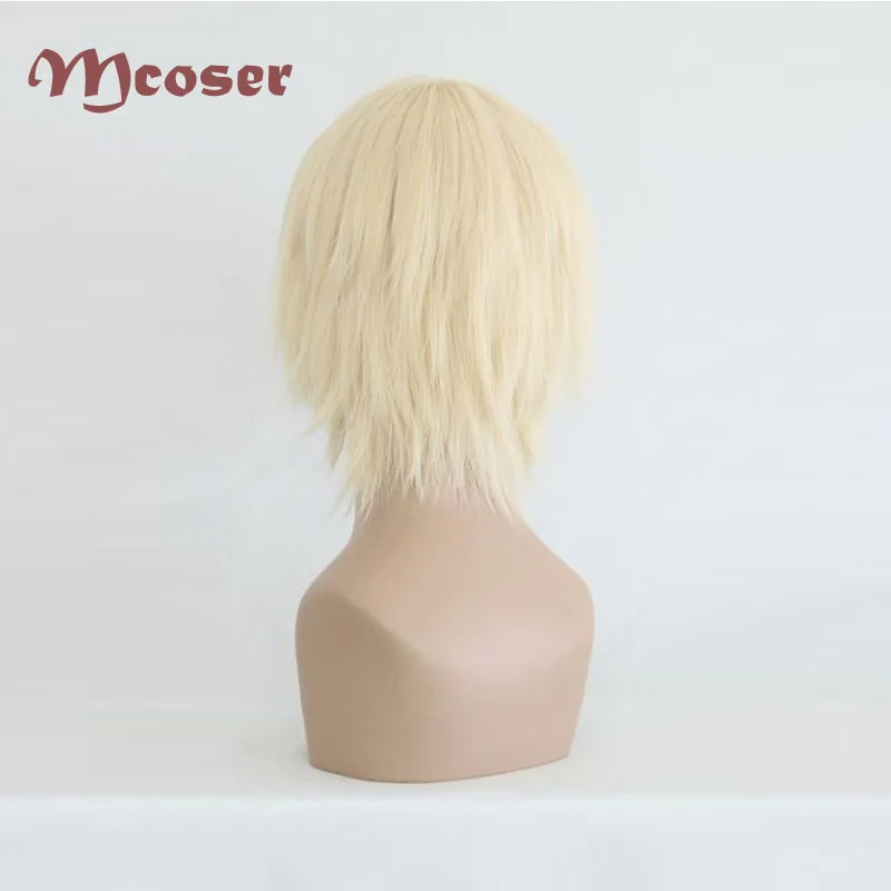 MCOSER 35 см короткий светлый Синтетический Косплей Костюм парик 100%
