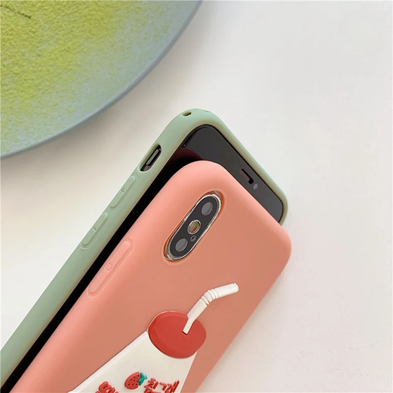 Чехол для телефона с оранжевым клубничным напитком iphone 6 6s 7 8 Plus зеленый мягкий