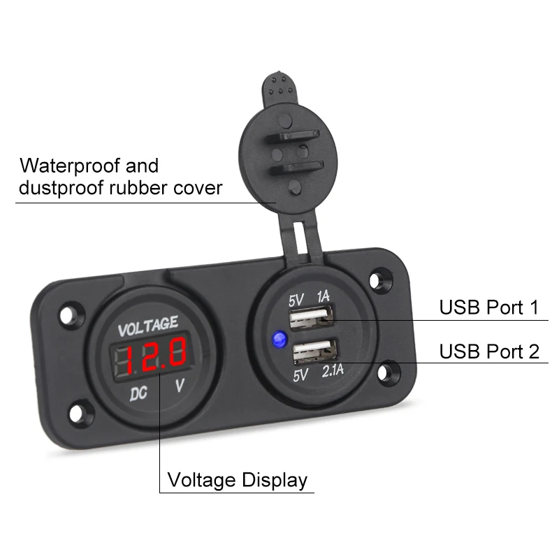 2 в 1 водонепроницаемый двойной USB разветвитель для автомобиля лодки