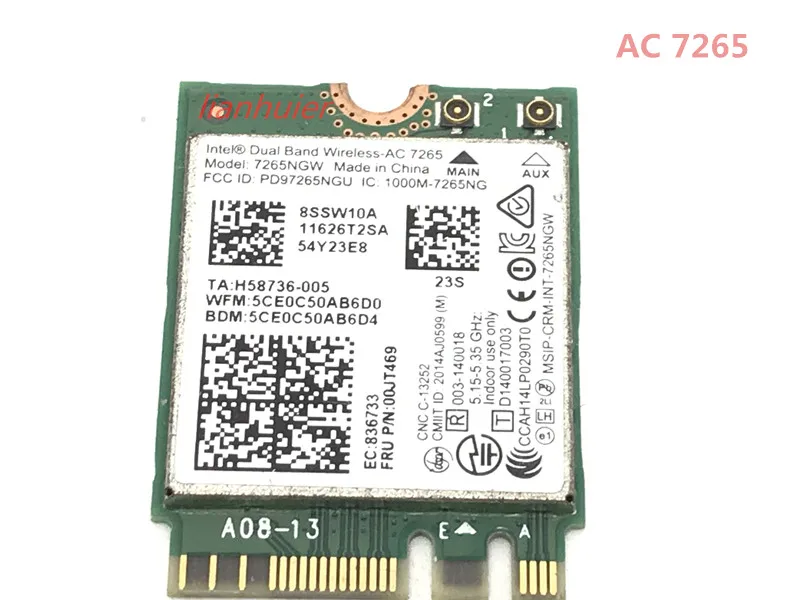 Двухдиапазонная беспроводная сетевая карта AC Wifi Bluetooth для Intel 7265 04X6030 00JT469 Lenovo ThinkPad