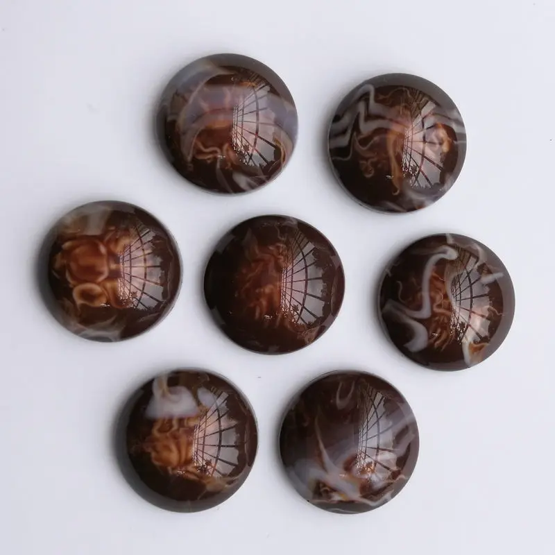 

200 Pcs 20mm Caramel Double Color Clouds Round Resin Stone Cabochon Domes Flat back beads DIY Jewelry Accessories Wholesale