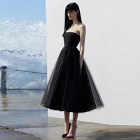 verngo vintage black prom dresses short elegant homecoming gown simple tulle cocktail dress robe de soiree mezuniyet elbiseleri