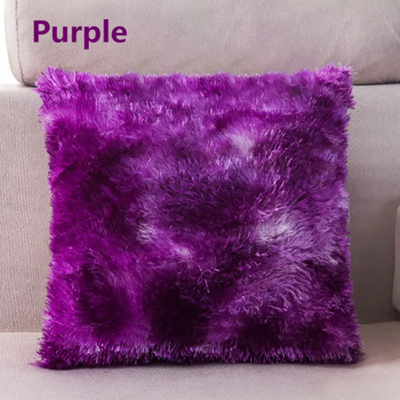 Purple 45*45 см, Европейский плюшевый чехол для подушки GradientRamp, Шерстяной Чехол для подушки из искусственного меха, чехол для дивана, кровати, наволочка, Рождественская наволочка - Цвет: Purple