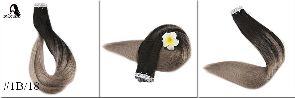 Full Shine Tape in Hair Extensions 50 Gram Glue On Hair Balayage Color Machine Remy Human Hair Extensions Invisible Hair Tapes