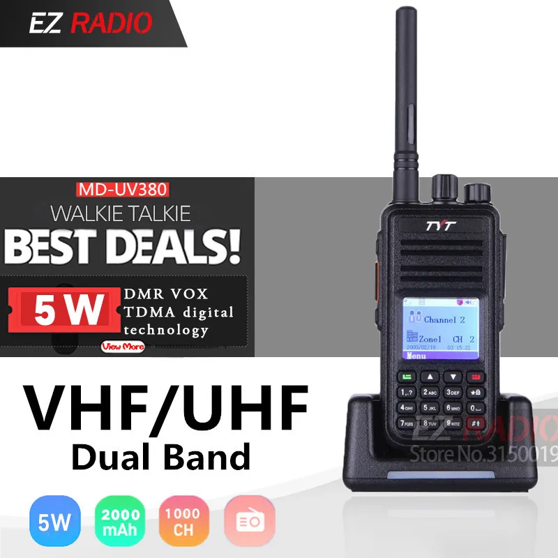 Обновленная рация TYT с GPS DMR радио диапазоном 1/2 UHF VHF два диапазона 5 Вт цифровая md380