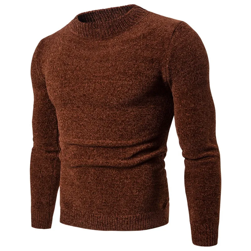 

Vogue Nice New Solid Color Round Neck Knit Bottoming Shirt Men Cotton Casual Slim Pullover Sweater For Young Autumn Winter