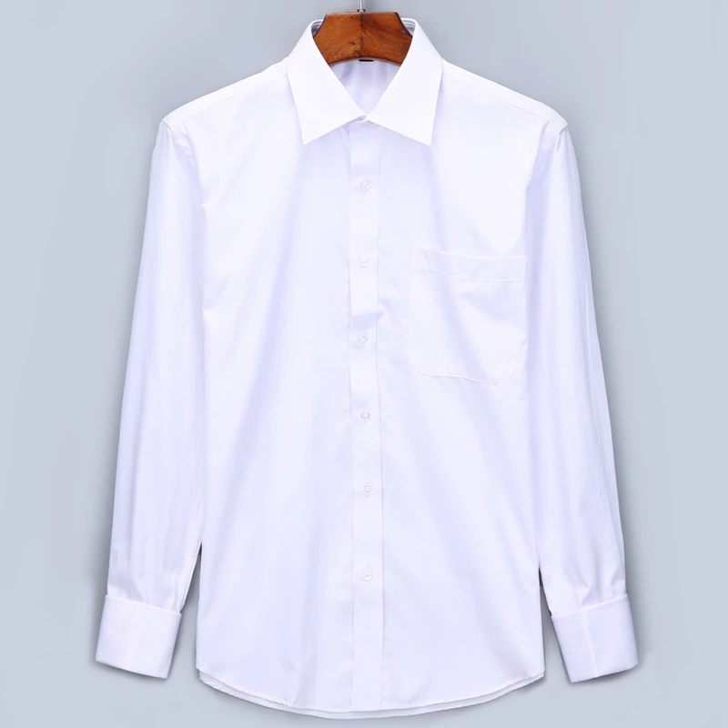Men 's French Cufflinks Business Dress Shirts Long Sleeves White Blue Twill Asian Size M, L, XL, XXL, 3XL, 4XL, 5XL, 6XL