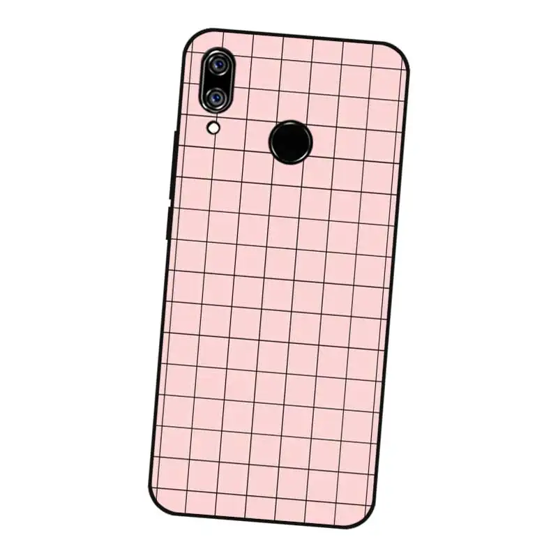 N407 Square Lattice Black Silicone Case Cover For Huawei Nova 2 2i 2S 3 3e 3i 4 4e Enjoy 8 Plus |