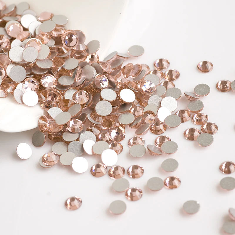 

YanRuo All Sizes Light Peach Strass Non Hotfix Glue on Flatback Nail Accessories Crystal Nail Art Rhinestones Nail Charms