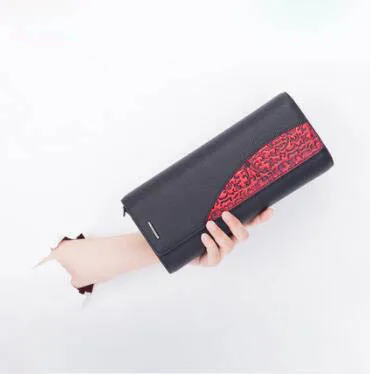 Red NAISIBAO, новинка, женские кошельки из натуральной кожи, дизайнерские, модные, тисненые, женские клатчи, кожаная роскошная сумка для ужина - Цвет: Red