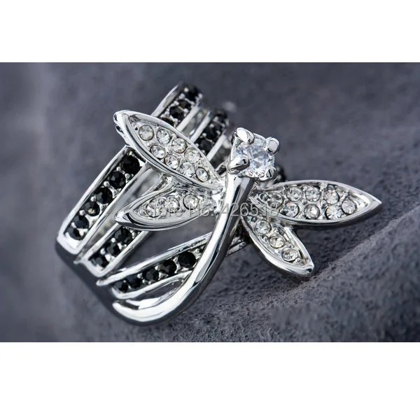 Женские кольца-стрекозы стразы из кубического циркония бесплатная доставка