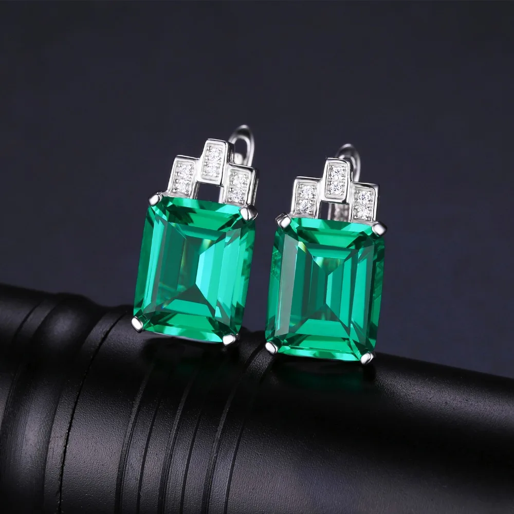 JewelryPalace Роскошные 7.6ct Создан Изумруд Стерлингового Серебра 925 Клип На Серьги для