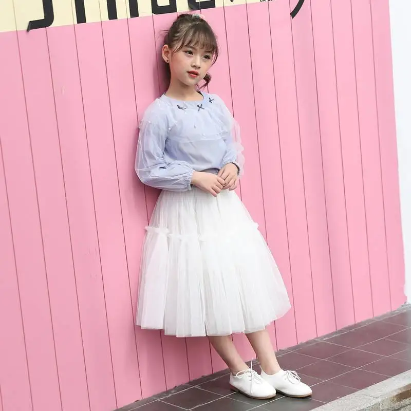 2019 Fashion Teens Girls Tutu Mesh Patchwork Skirts Children Fold Puff Princess Long Skirt Kids Birthday Party Q438 | Мать и ребенок