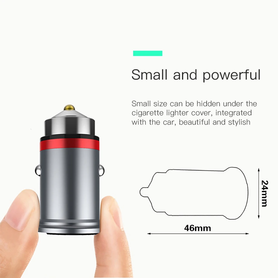 ACCEZZ Mini Dual USB Автомобильное зарядное устройство для Apple iPhone X 8 7 6 6s huawei Xiaomi samsung Быстрая зарядка светодиодный дисплей автомобильное зарядное устройство для телефона