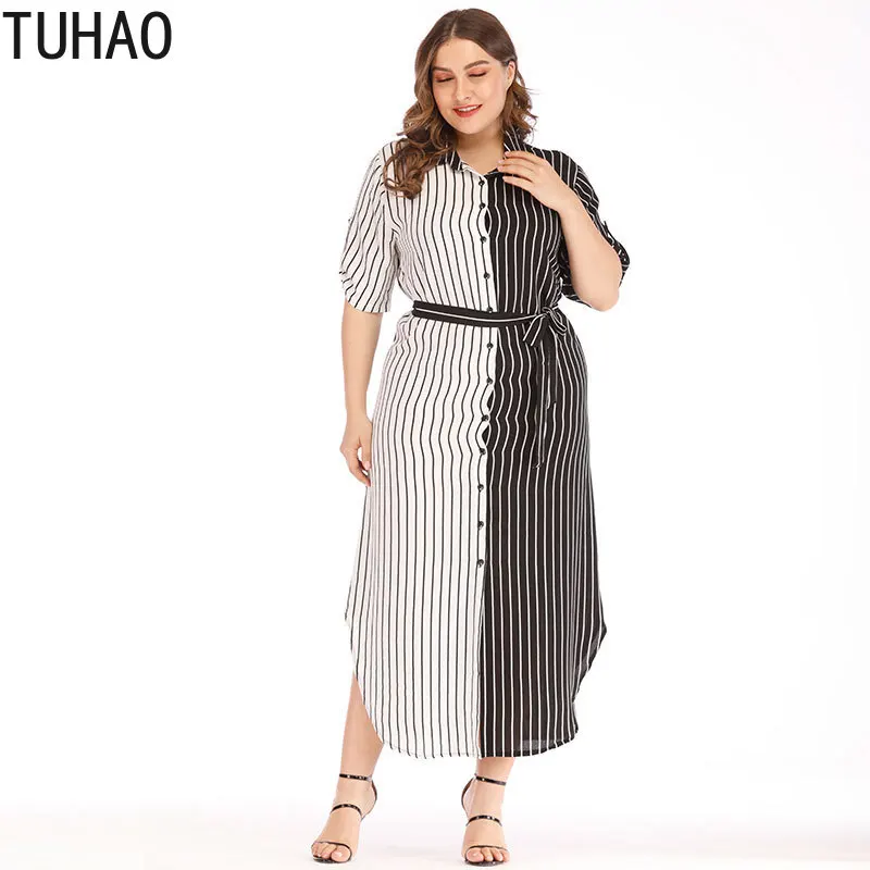TUHAO летнее платье больших размеров 5XL 4XL 3XL женское офисное повседневное Vestidos