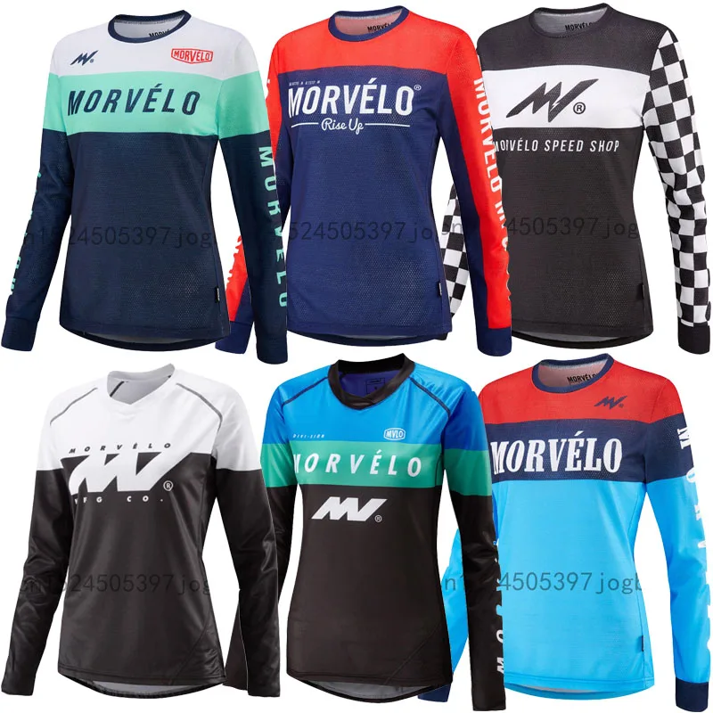 Новые весенние женские футболки Morvelo с длинным рукавом MTB Дорожный велосипед Велоспорт Джерси анти-УФ велосипед одежда Maillots Ciclismo