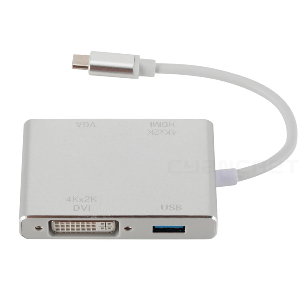 Адаптер type C USB C 3,1 на HDMI VGA DVI USB 3,0 концентратор док-станция конвертер Поддержка 4K 1080P для vga кабель
