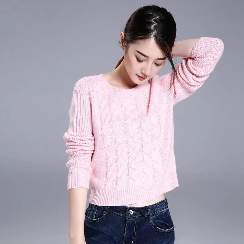 6 видов цветов Модный женский трикотажный пуловер из 100% кашемира с круглым