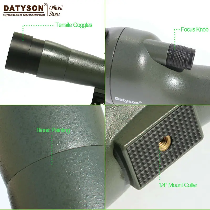 Datyson 20-60x60AE Водонепроницаемая угловая точечная труба с триподом оптический зум