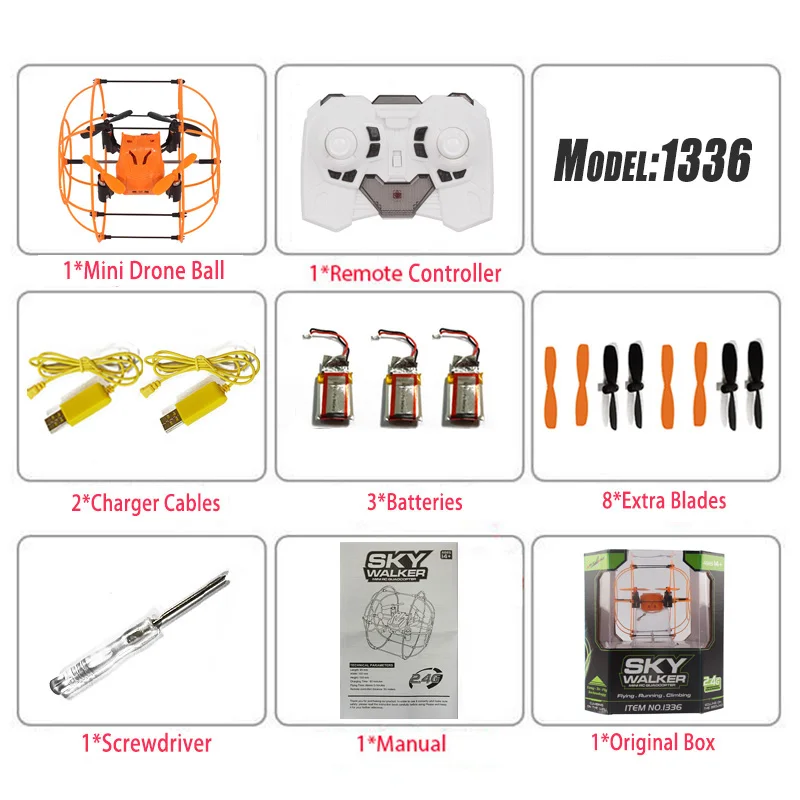Мини-Дрон мяч Helic Max Sky Walker 2,4 GHz 4CH Fly Ball RC Квадрокоптер 1336 3D флип-ролик Безголовый Дрон RC вертолет игрушки - Цвет: orangeO3