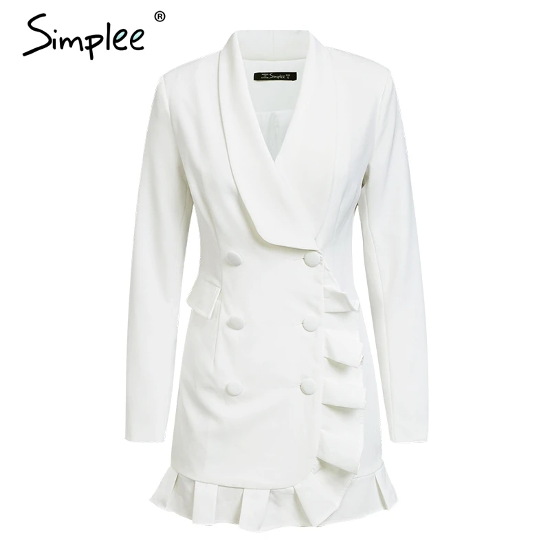 Simplee Элегантный рюшами двубортный длинное женское пальто Винтаж повседневное