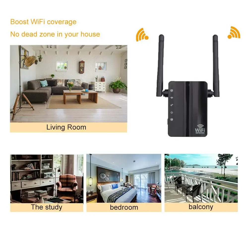 Беспроводной Wi Fi ретранслятор усилитель сигнала 802.11N/B/G 2 антенны расширитель