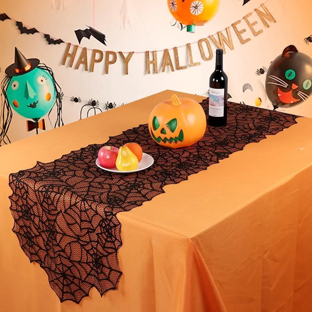 Hallowen Скатерть "паутина" Черная кружевная паутина крышка камина настольная