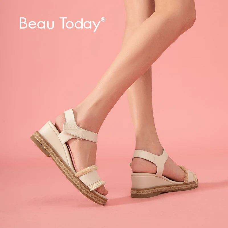 Босоножки на платформе BeauToday женские босоножки из настоящей бычьей кожи с