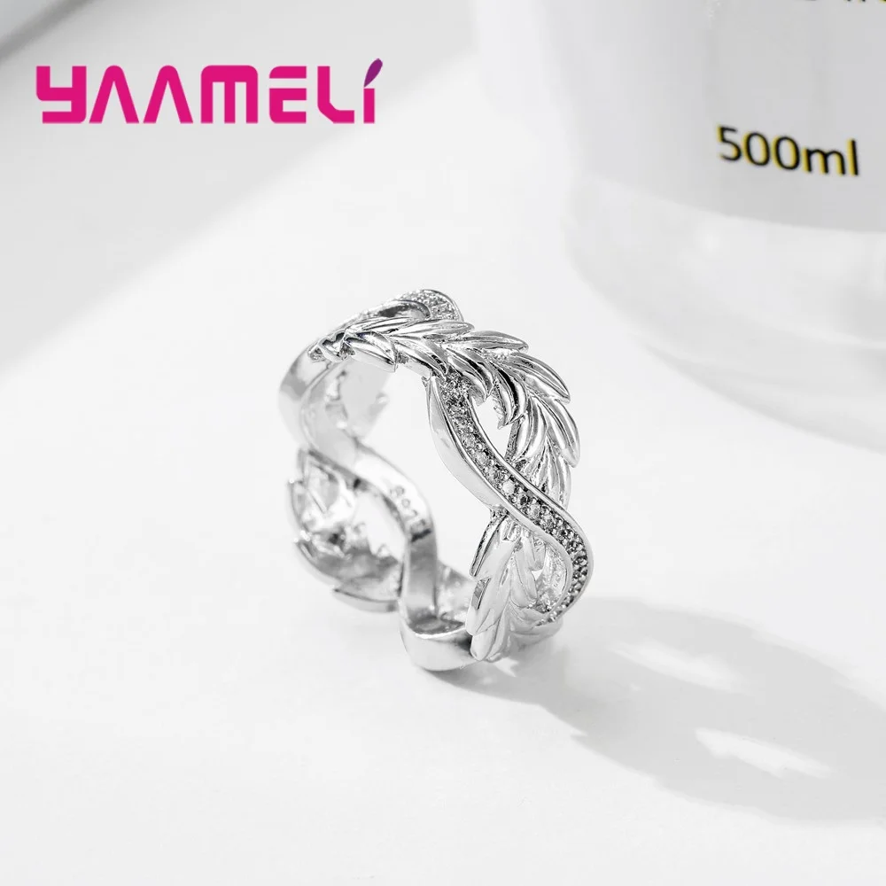 Хип хоп стильное 925 пробы Серебряное кольцо с австрийским кристаллом и витым