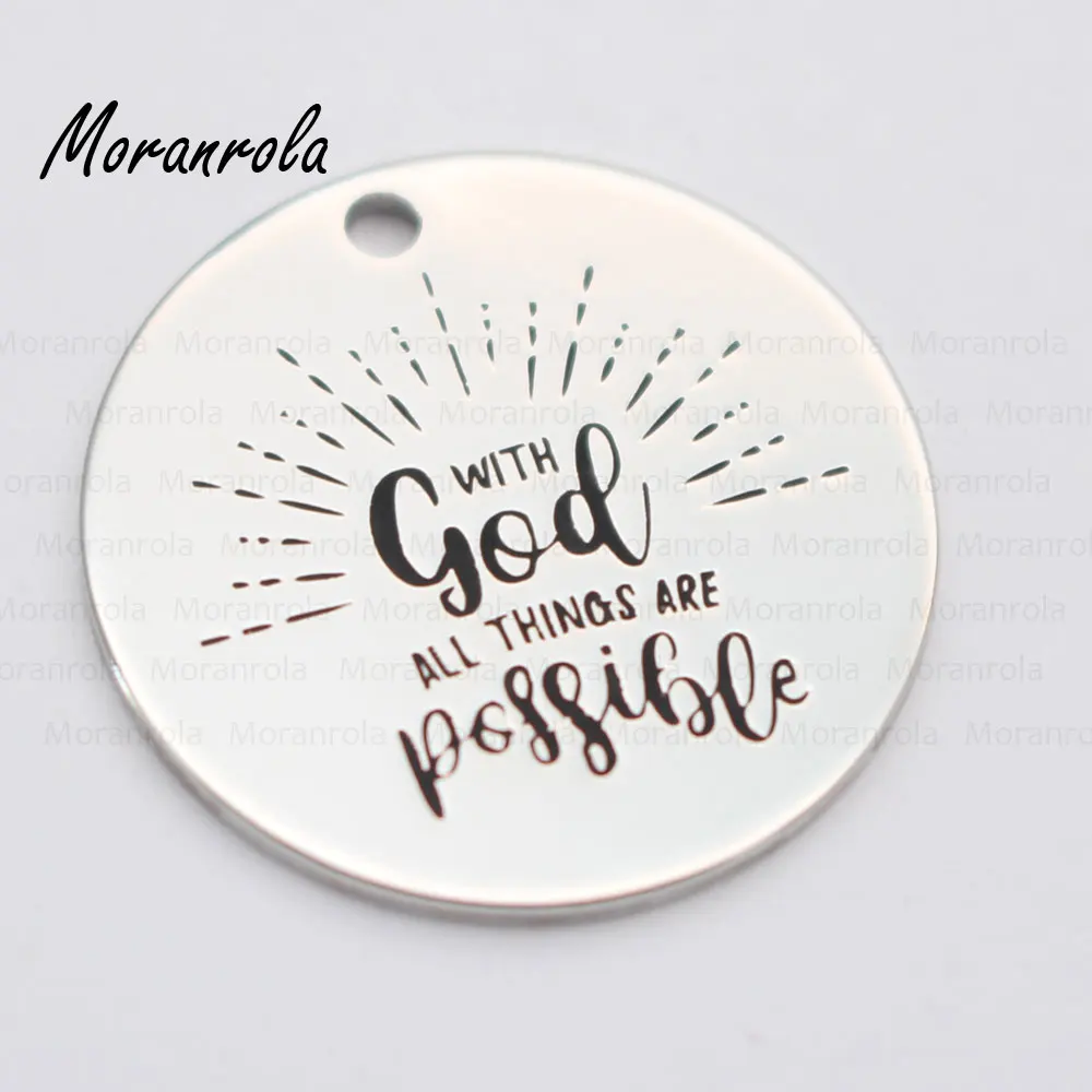 Медное ожерелье брелок с надписью For God all things возможно ручной печатью|Ожерелья